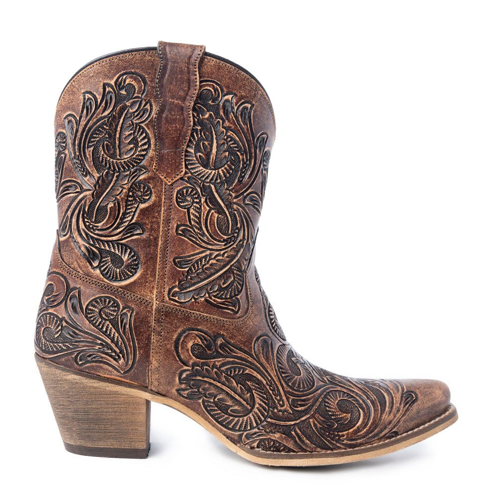 Botines vaqueros Paisley Vintage Patina en marrón leonado