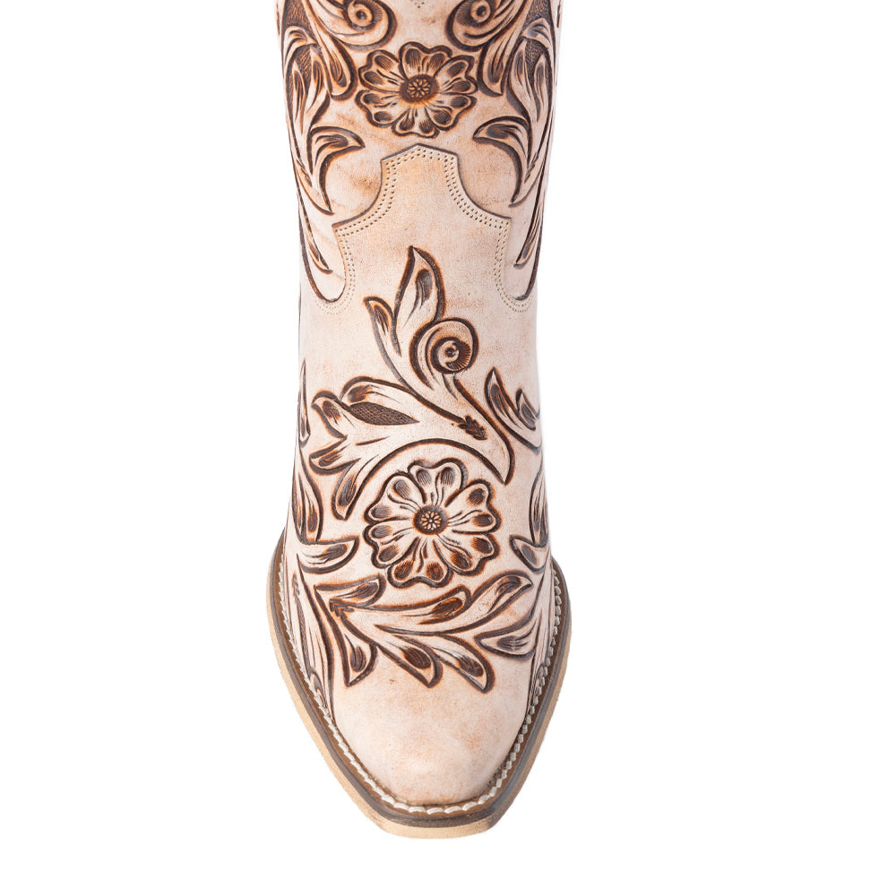 Botines Copper Rose de Estilo Western en Crema
