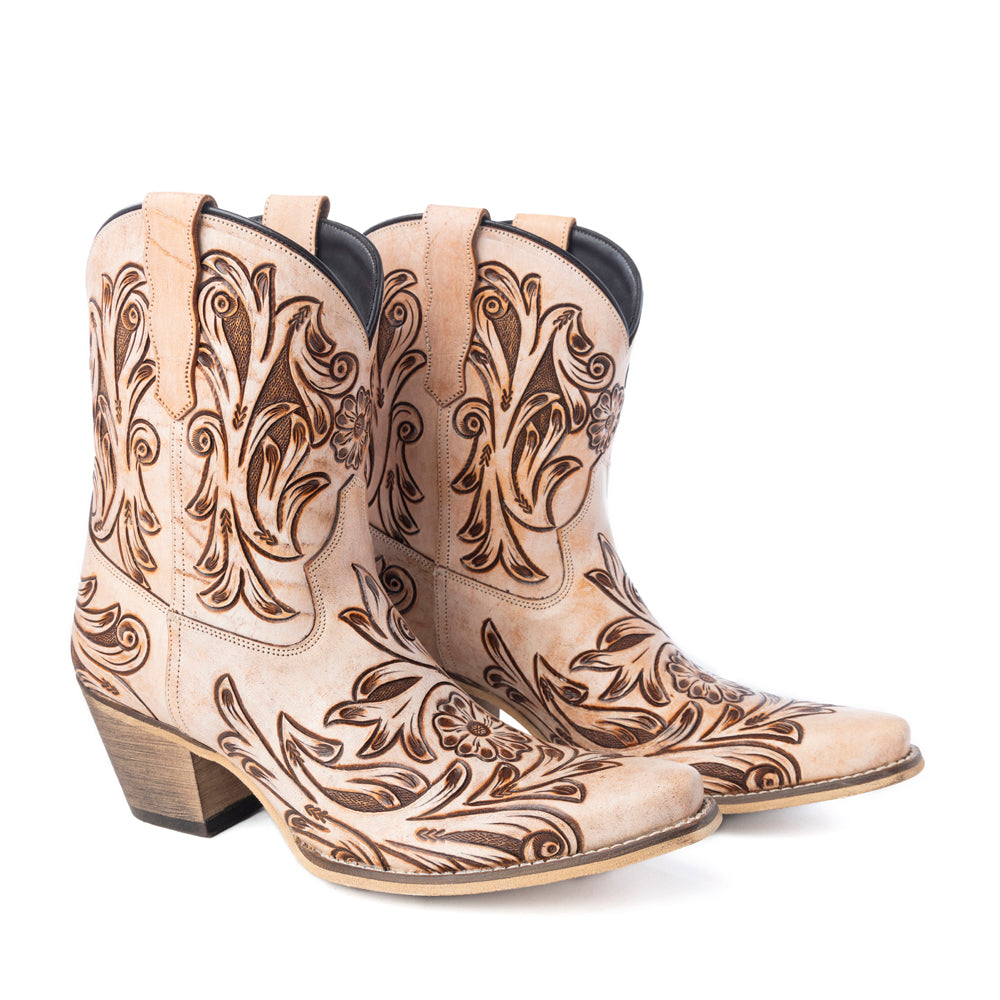 Botines Copper Rose de Estilo Western en Crema