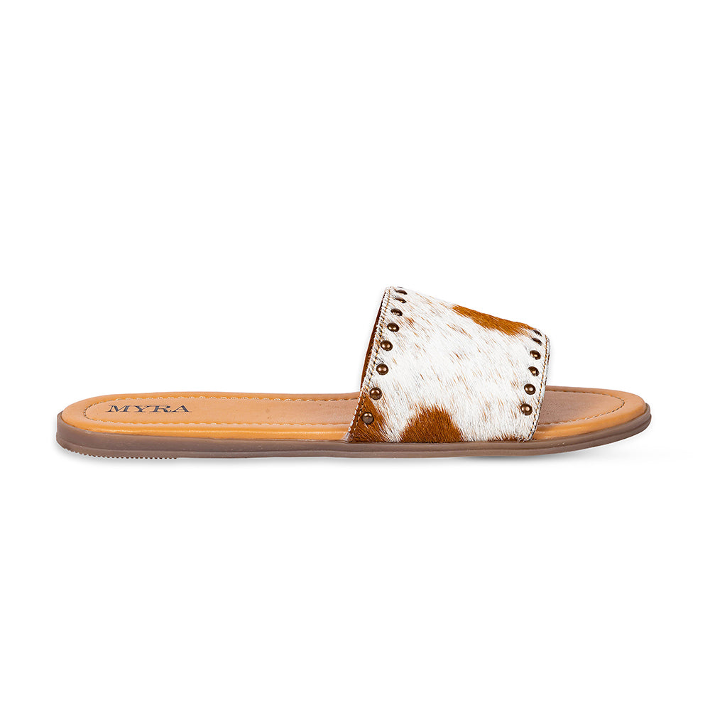 Sandalias Myra Lettie Ridge Light de Piel con Pelo para Mujer - Sandalias de Estilo Occidental con Suela Suave para Comodidad Informal