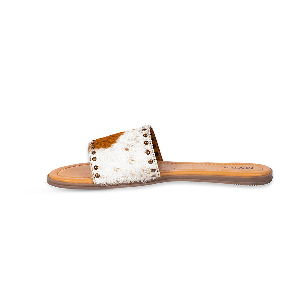 Sandalias Myra Lettie Ridge Light de Piel con Pelo para Mujer - Sandalias de Estilo Occidental con Suela Suave para Comodidad Informal