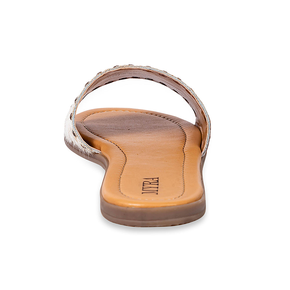 Sandalias Myra Lettie Ridge Light de Piel con Pelo para Mujer - Sandalias de Estilo Occidental con Suela Suave para Comodidad Informal