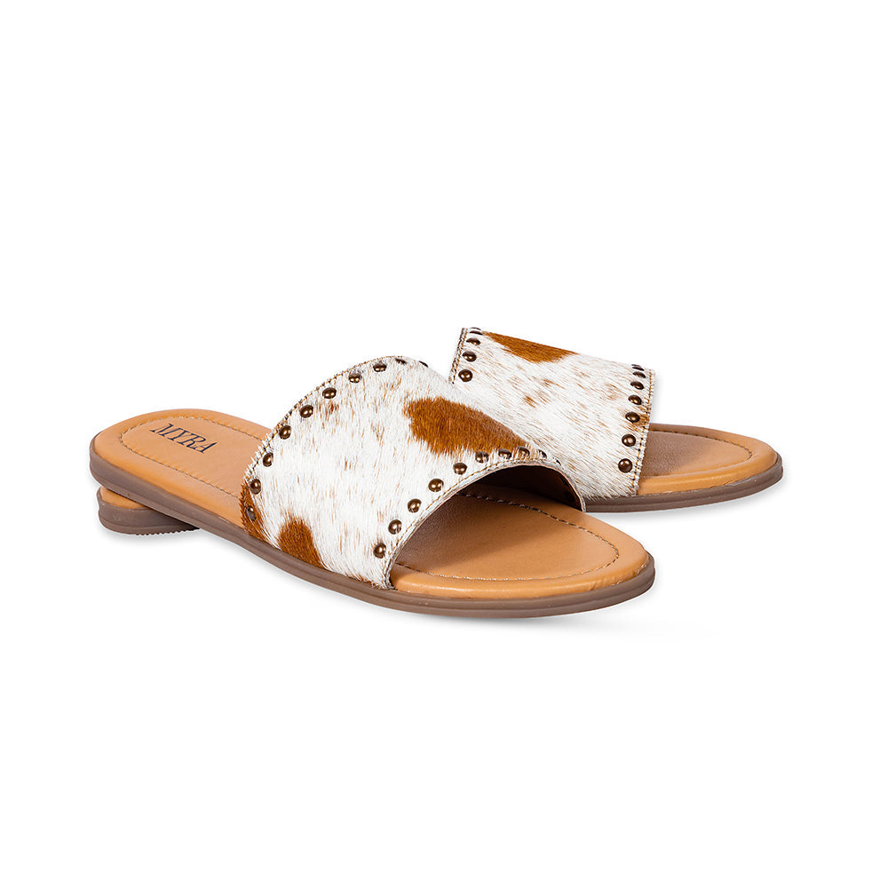 Sandalias Myra Lettie Ridge Light de Piel con Pelo para Mujer - Sandalias de Estilo Occidental con Suela Suave para Comodidad Informal