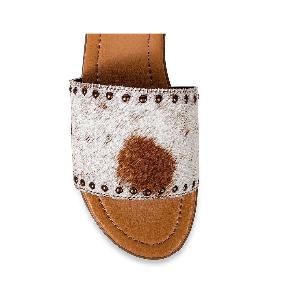 Sandalias Myra Lettie Ridge Light de Piel con Pelo para Mujer - Sandalias de Estilo Occidental con Suela Suave para Comodidad Informal