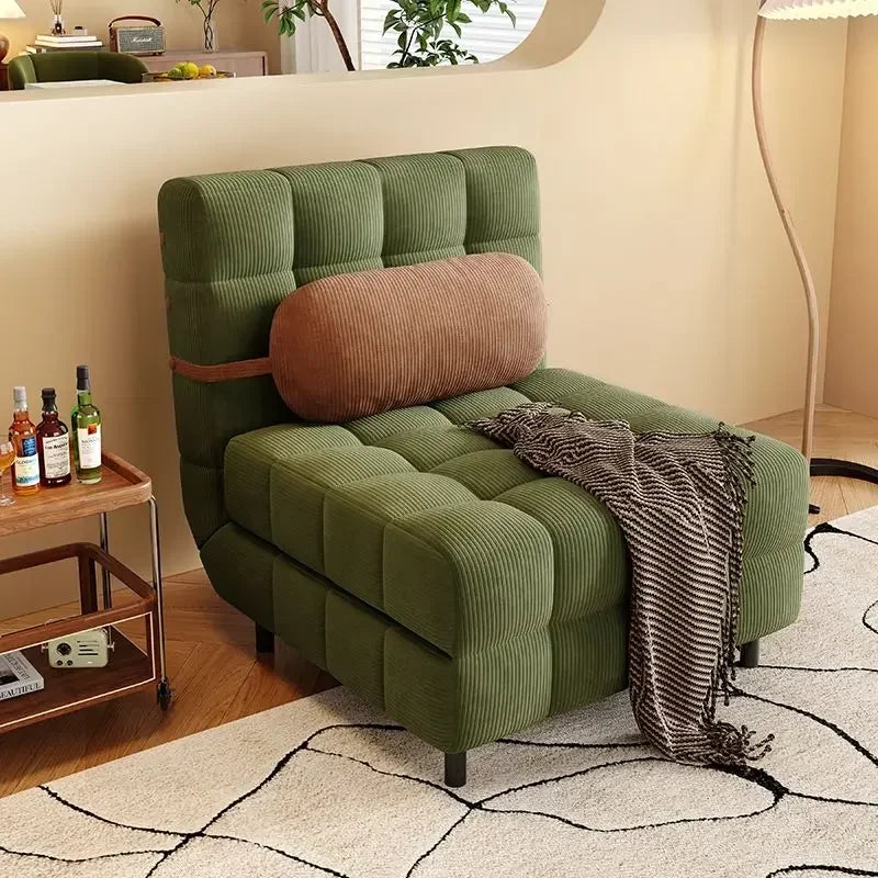 Folding Dual-purpose Small Apartment Living Room Retro Multi-functional Sofa Bed Single Sofas Furniture French Cream Sofa Bed