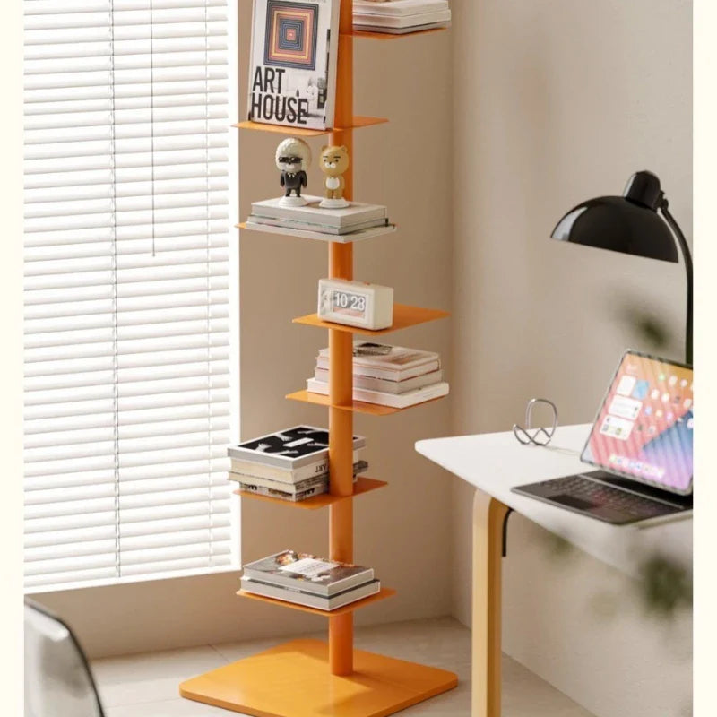 Designer Rotating Spiral Shelf Bookshelf Corner Iron Display Rack Narrow Bookcase Living Room Space Saving Storage Organizer