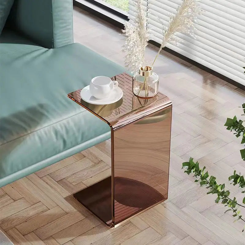 Mesa auxiliar de sofá de acrílico de lujo ligero de 55/60/65 cm, mesa de té de diseño para sala de estar de apartamento pequeño, mesa de noche para dormitorio doméstico