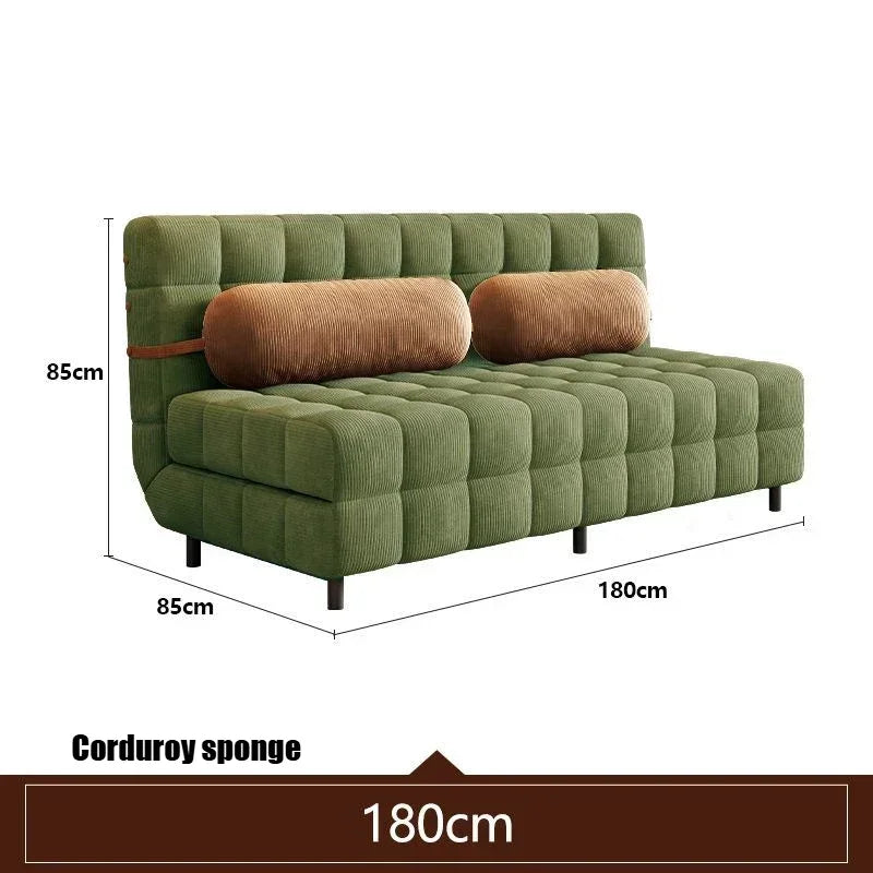 Folding Dual-purpose Small Apartment Living Room Retro Multi-functional Sofa Bed Single Sofas Furniture French Cream Sofa Bed