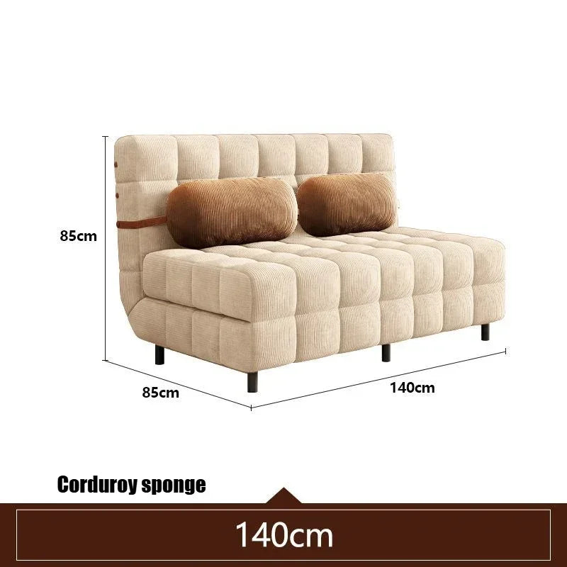 Folding Dual-purpose Small Apartment Living Room Retro Multi-functional Sofa Bed Single Sofas Furniture French Cream Sofa Bed
