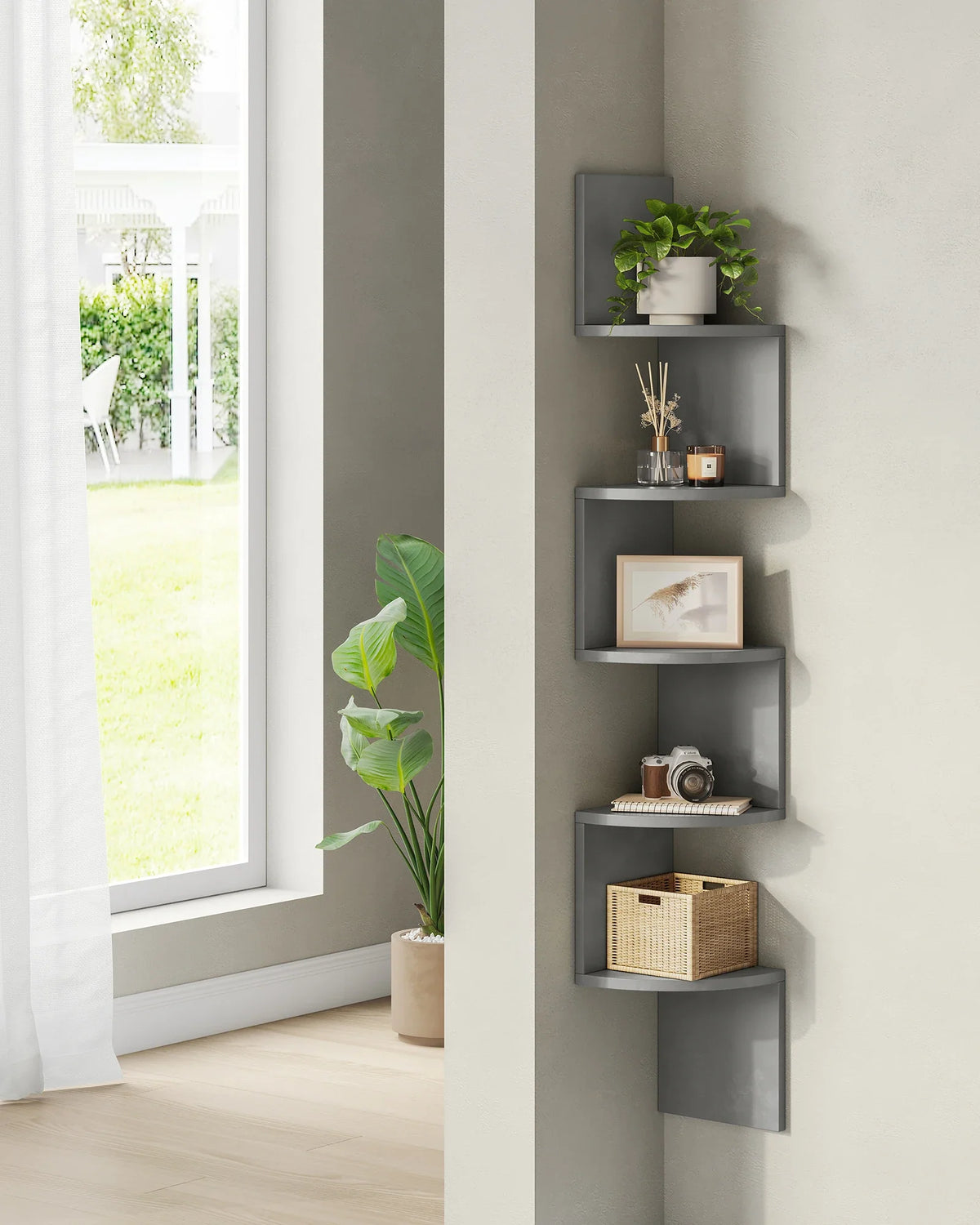 VASAGLE 5-level Wall Shelf Wall Shelf Floating Shelf For Books Bookcase Bedroom plants Shelf living room