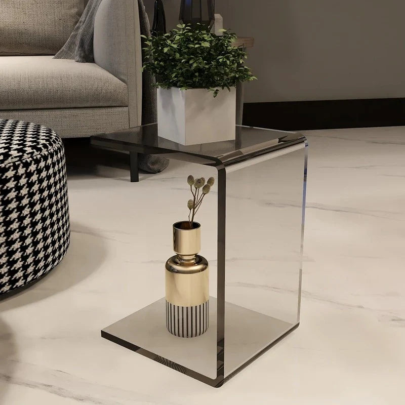 Mesa auxiliar de sofá de acrílico de lujo ligero de 55/60/65 cm, mesa de té de diseño para sala de estar de apartamento pequeño, mesa de noche para dormitorio doméstico