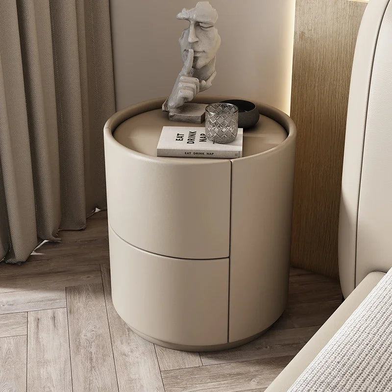 Mueble auxiliar de sofá para sala de estar, mesa de noche redonda creativa de madera maciza, mueble de almacenamiento pequeño, moderno y sencillo para dormitorio