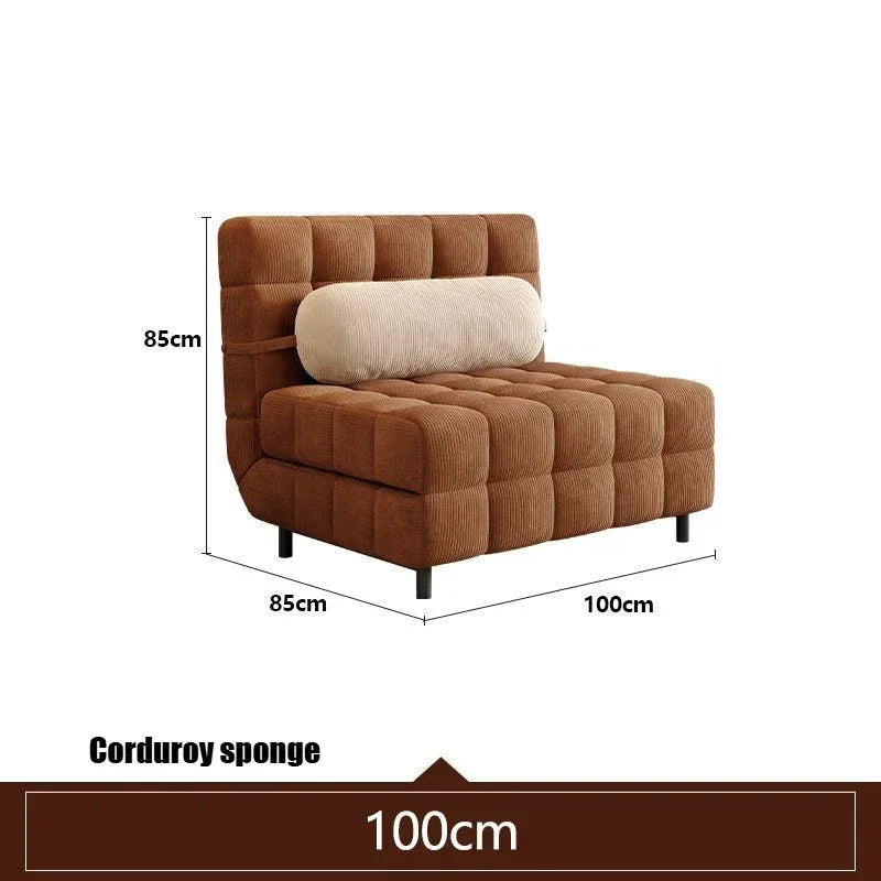 Folding Dual-purpose Small Apartment Living Room Retro Multi-functional Sofa Bed Single Sofas Furniture French Cream Sofa Bed