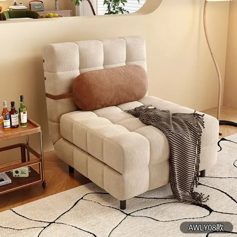 Folding Dual-purpose Small Apartment Living Room Retro Multi-functional Sofa Bed Single Sofas Furniture French Cream Sofa Bed