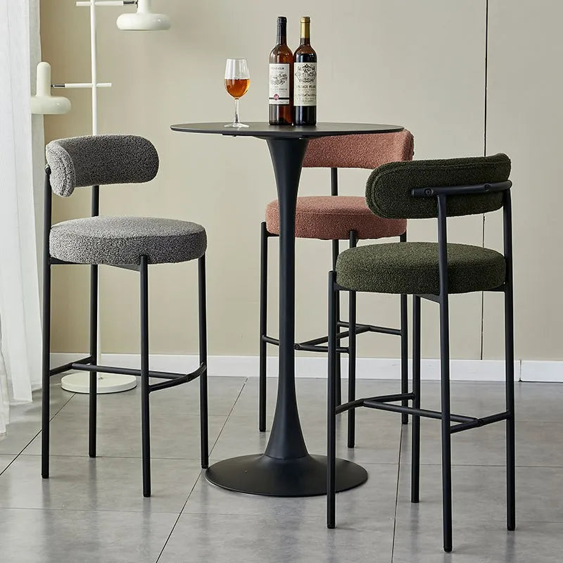 MOMO Home Bar Stools Stainless Steel Bar Milk Tea Store High Chair French Cream Style Designer Bar Chair Bar Stools Wholesale