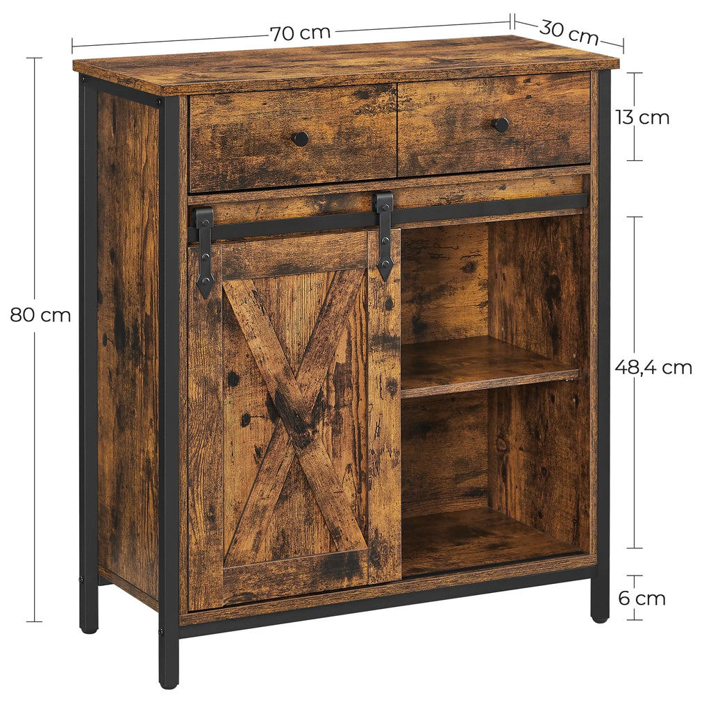 VASAGLE Aparador, 70x30x80 cm, con cajón, con puerta corredera