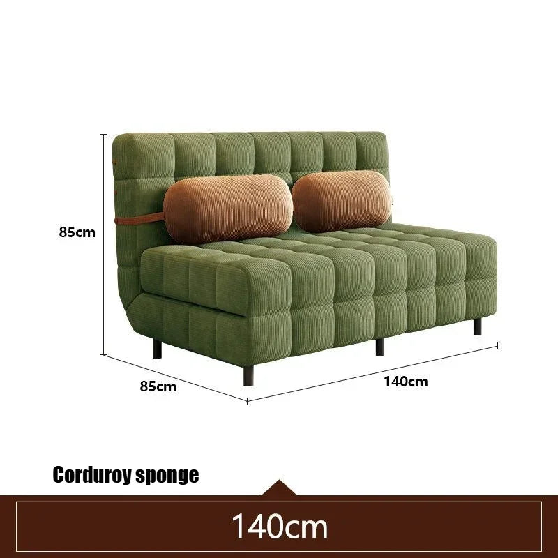 Folding Dual-purpose Small Apartment Living Room Retro Multi-functional Sofa Bed Single Sofas Furniture French Cream Sofa Bed