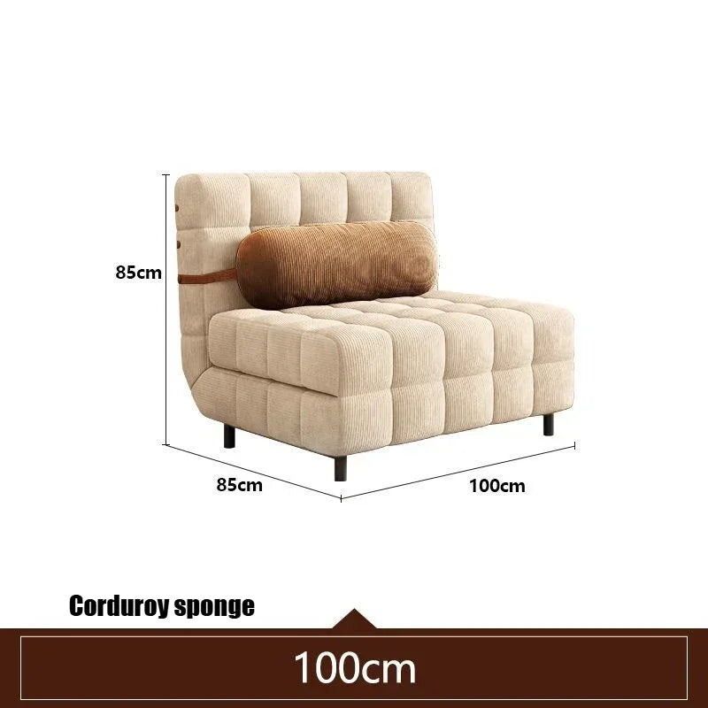 Folding Dual-purpose Small Apartment Living Room Retro Multi-functional Sofa Bed Single Sofas Furniture French Cream Sofa Bed