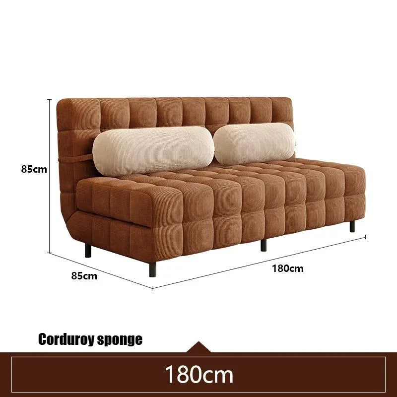 Folding Dual-purpose Small Apartment Living Room Retro Multi-functional Sofa Bed Single Sofas Furniture French Cream Sofa Bed