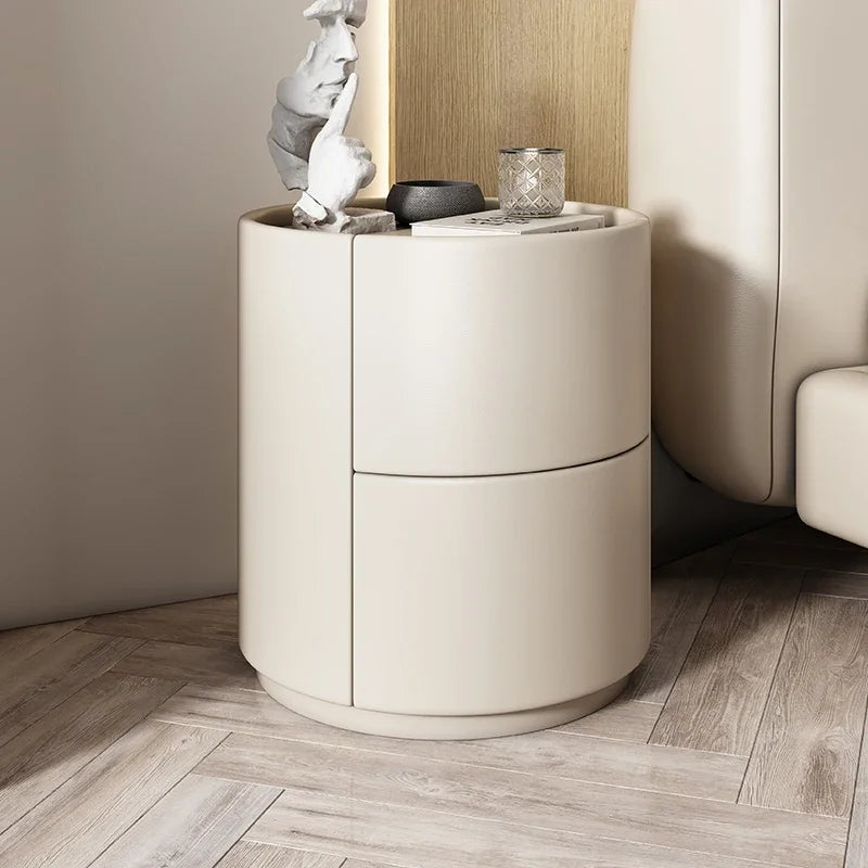 Mueble auxiliar de sofá para sala de estar, mesa de noche redonda creativa de madera maciza, mueble de almacenamiento pequeño, moderno y sencillo para dormitorio