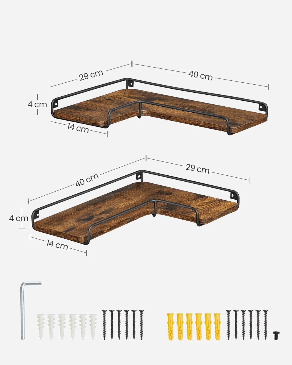 VASAGLE L-shaped corner shelf set of 2 wall shelf industrial design wall shelves for living room bedroom kitchen