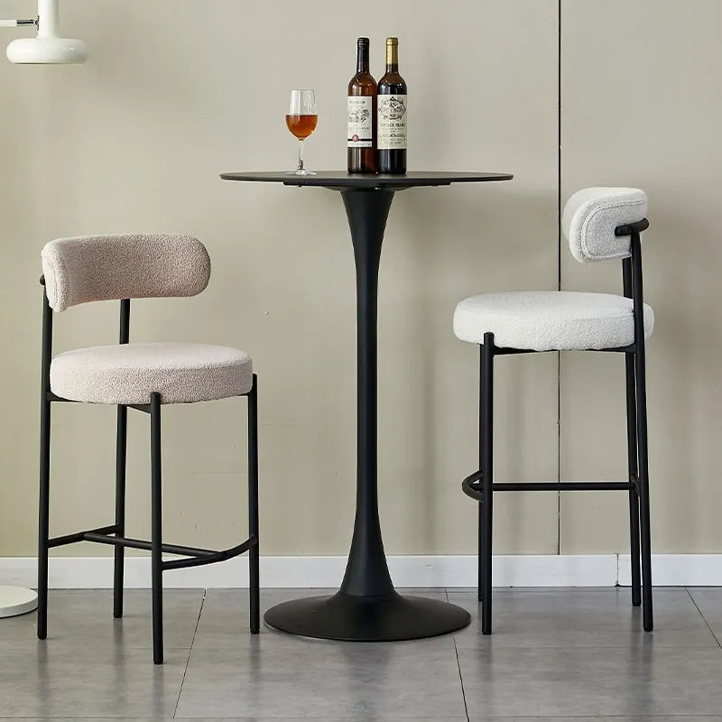 Taburetes de Bar para el Hogar MOMO, Taburetes de Bar de Acero Inoxidable, Silla Alta para Tienda de Té con Leche, Silla de Bar Estilo Crema Francesa de Diseño, Taburetes de Bar al por Mayor