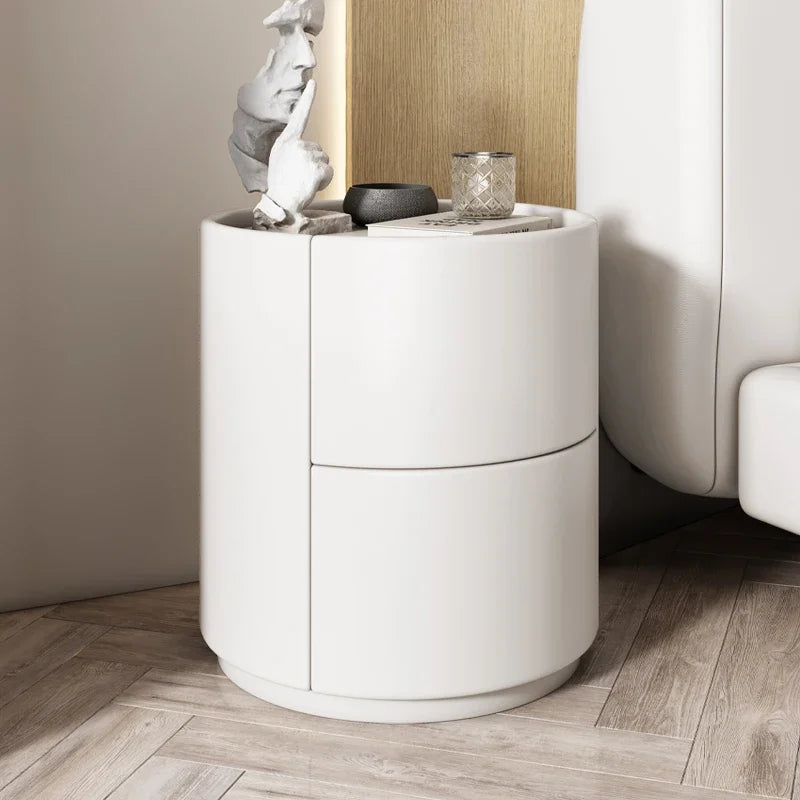 Mueble auxiliar de sofá para sala de estar, mesa de noche redonda creativa de madera maciza, mueble de almacenamiento pequeño, moderno y sencillo para dormitorio