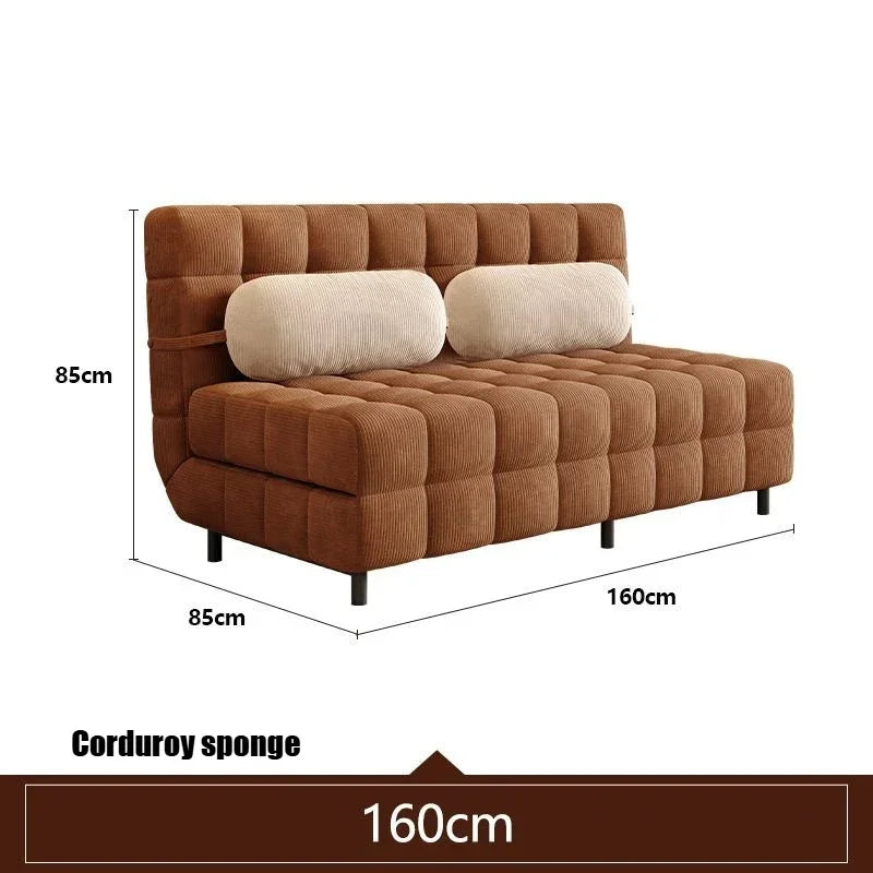 Folding Dual-purpose Small Apartment Living Room Retro Multi-functional Sofa Bed Single Sofas Furniture French Cream Sofa Bed