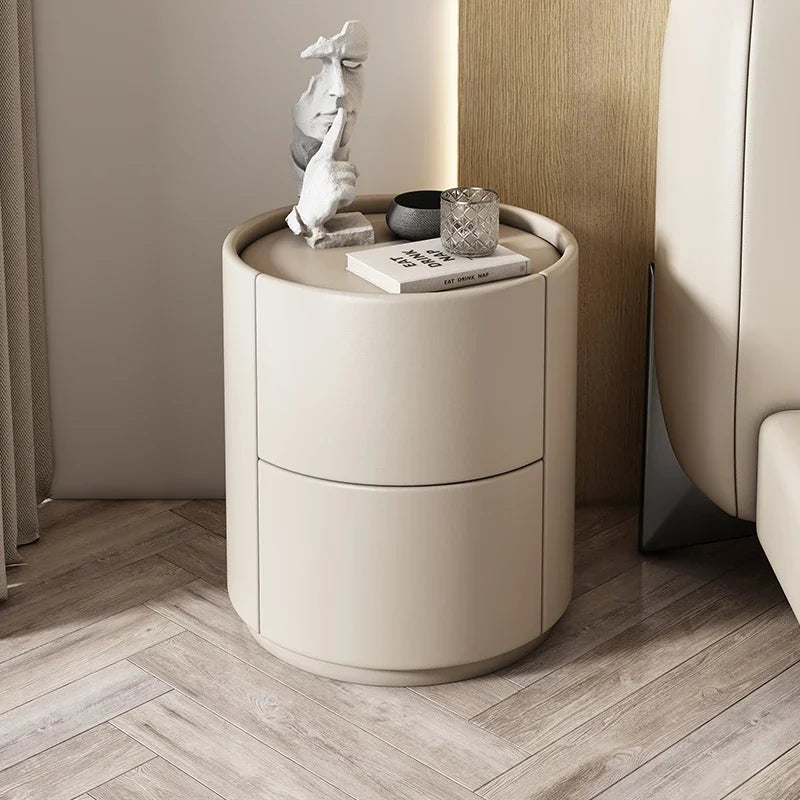 Mueble auxiliar de sofá para sala de estar, mesa de noche redonda creativa de madera maciza, mueble de almacenamiento pequeño, moderno y sencillo para dormitorio