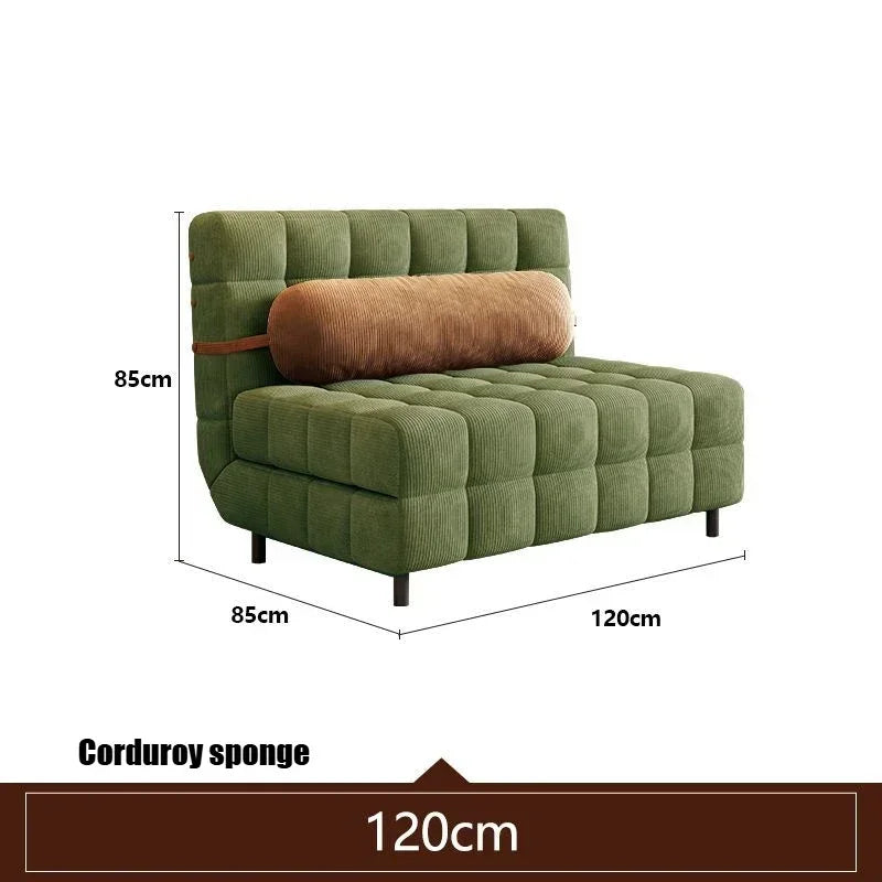Folding Dual-purpose Small Apartment Living Room Retro Multi-functional Sofa Bed Single Sofas Furniture French Cream Sofa Bed