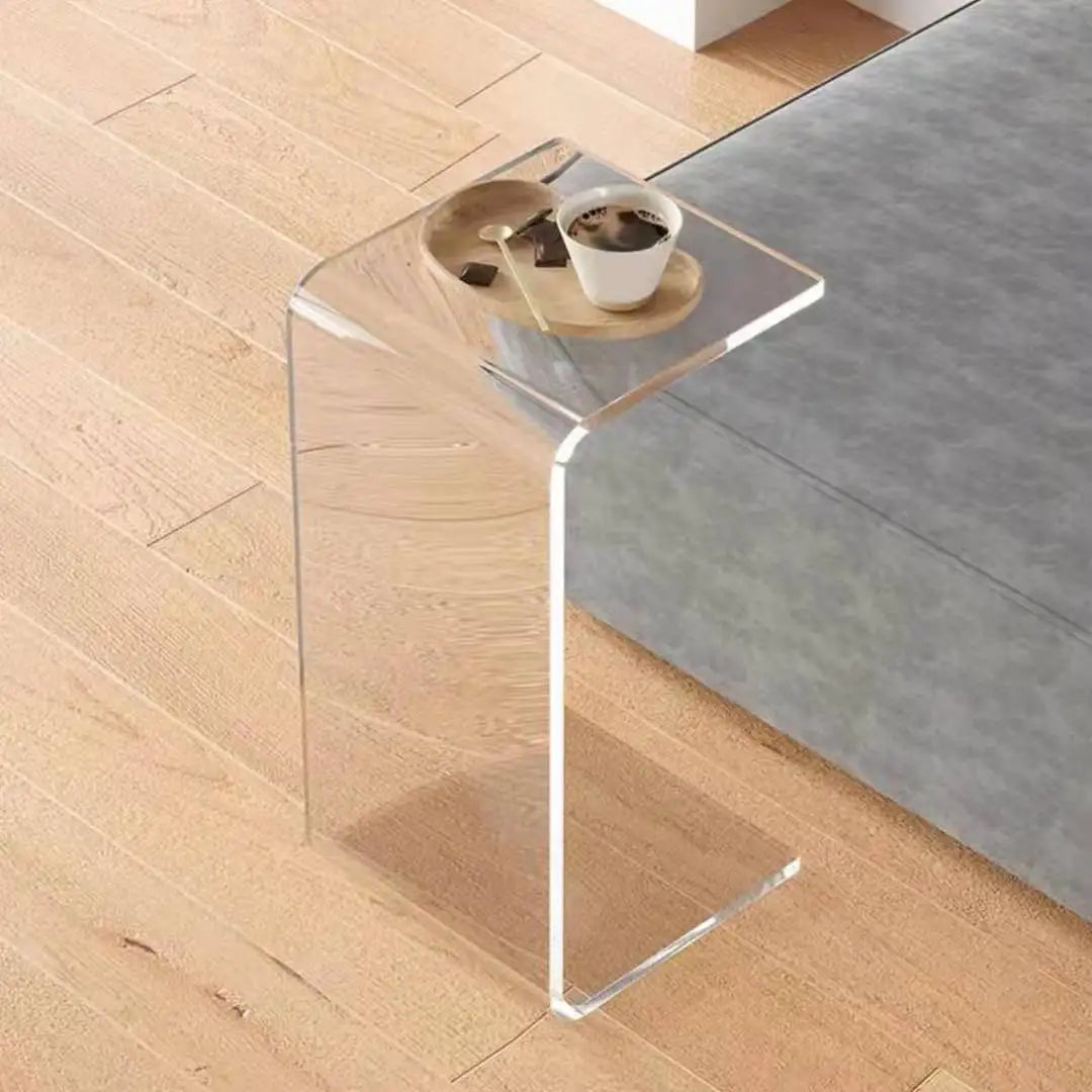 Mesa auxiliar de sofá de acrílico de lujo ligero de 55/60/65 cm, mesa de té de diseño para sala de estar de apartamento pequeño, mesa de noche para dormitorio doméstico
