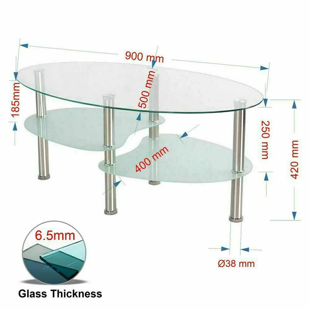 Mesa de Centro de Cristal de 3 Niveles, Mesa de Café Moderna con Espacio de Almacenamiento. Mesa Auxiliar para Sala de Estar, Balcón, Terraza, Jardín, Oficina