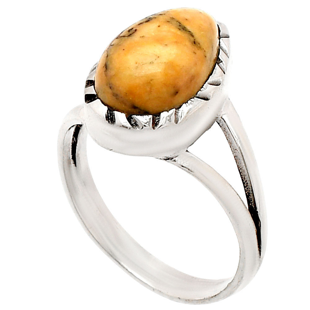 Natürlicher Honig-Dendriten-Opal-Ring Größe 7 R-1074 SDR230827