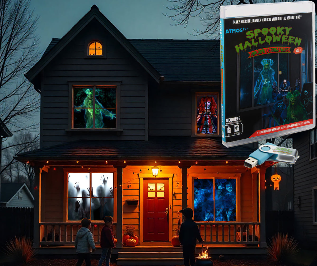 AtmosFX® Spooky Halloween Digital Decoration on USB Includes 9 Atmosfx Video Effects for Hallloween