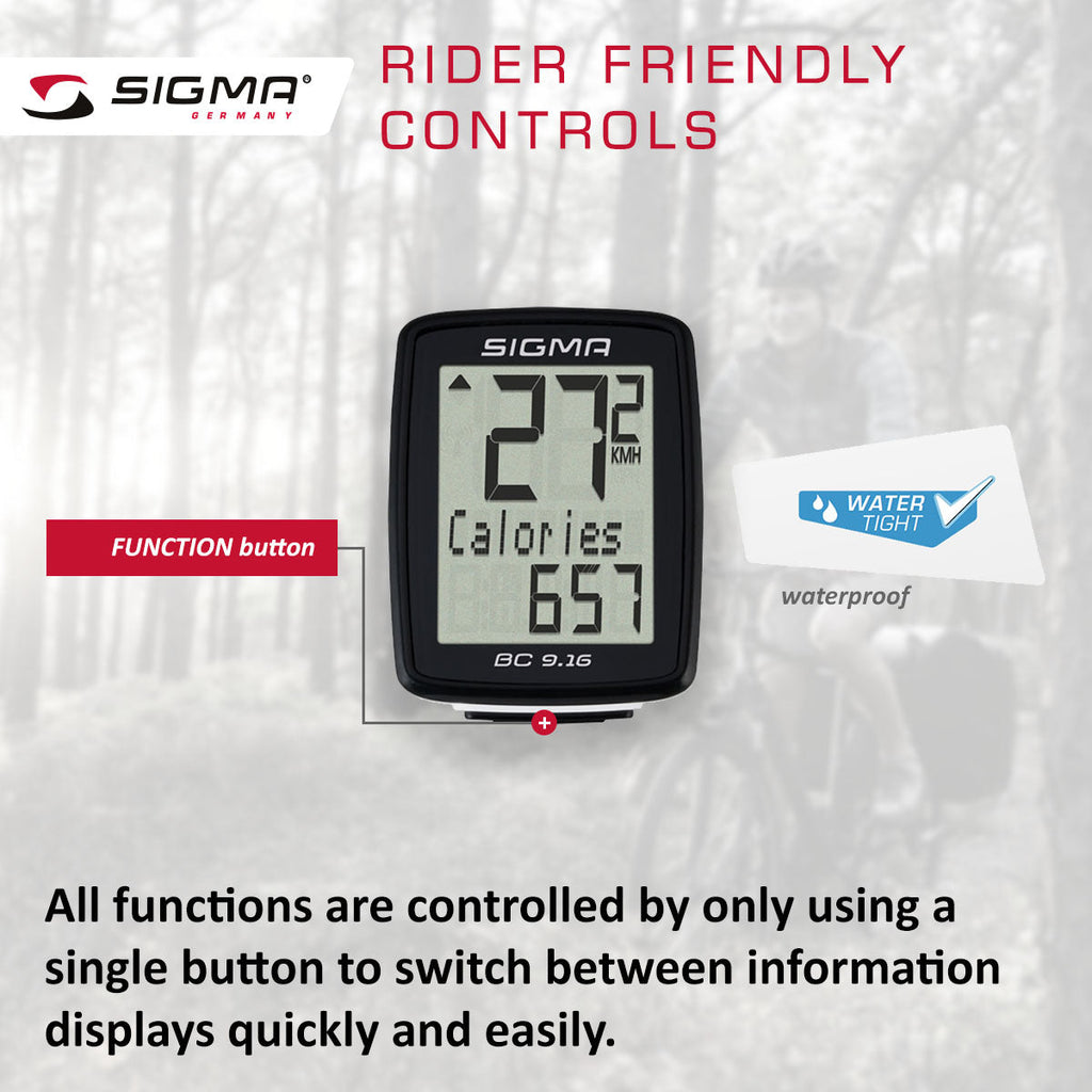 SIGMA Bicycle Computer - BC 9.16 ATS, Analogue Wireless