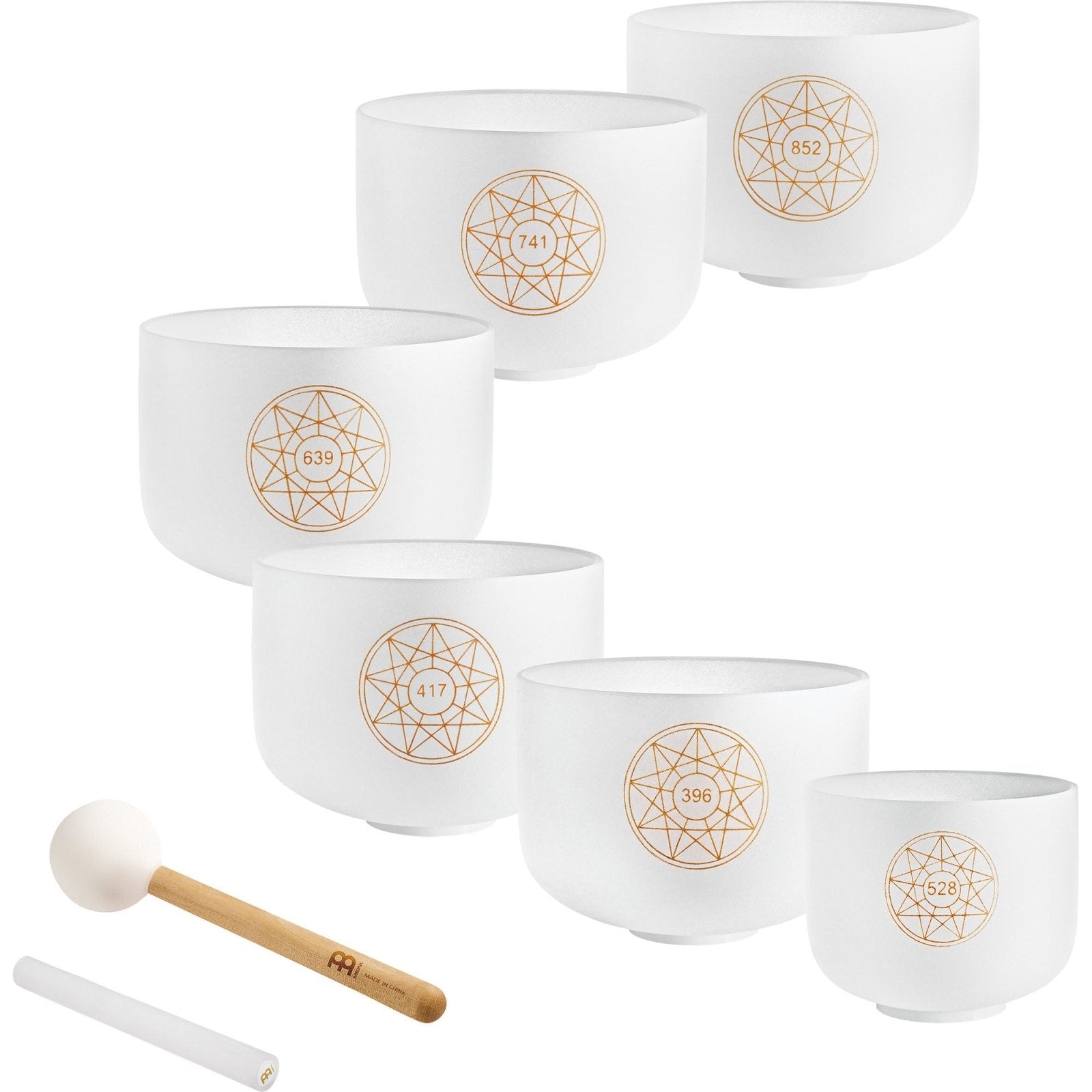 Solfeggio Crystal Singing Bowl Set (396, 417, 528, 639, 741, 852 Hz)