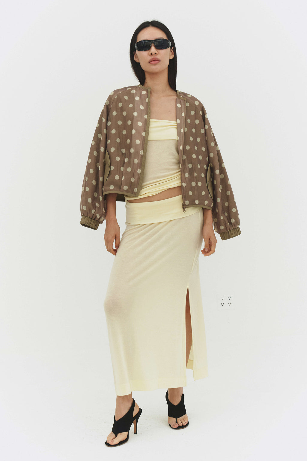 FABIO VOILE JACKET IN CREAM AND MOCHA