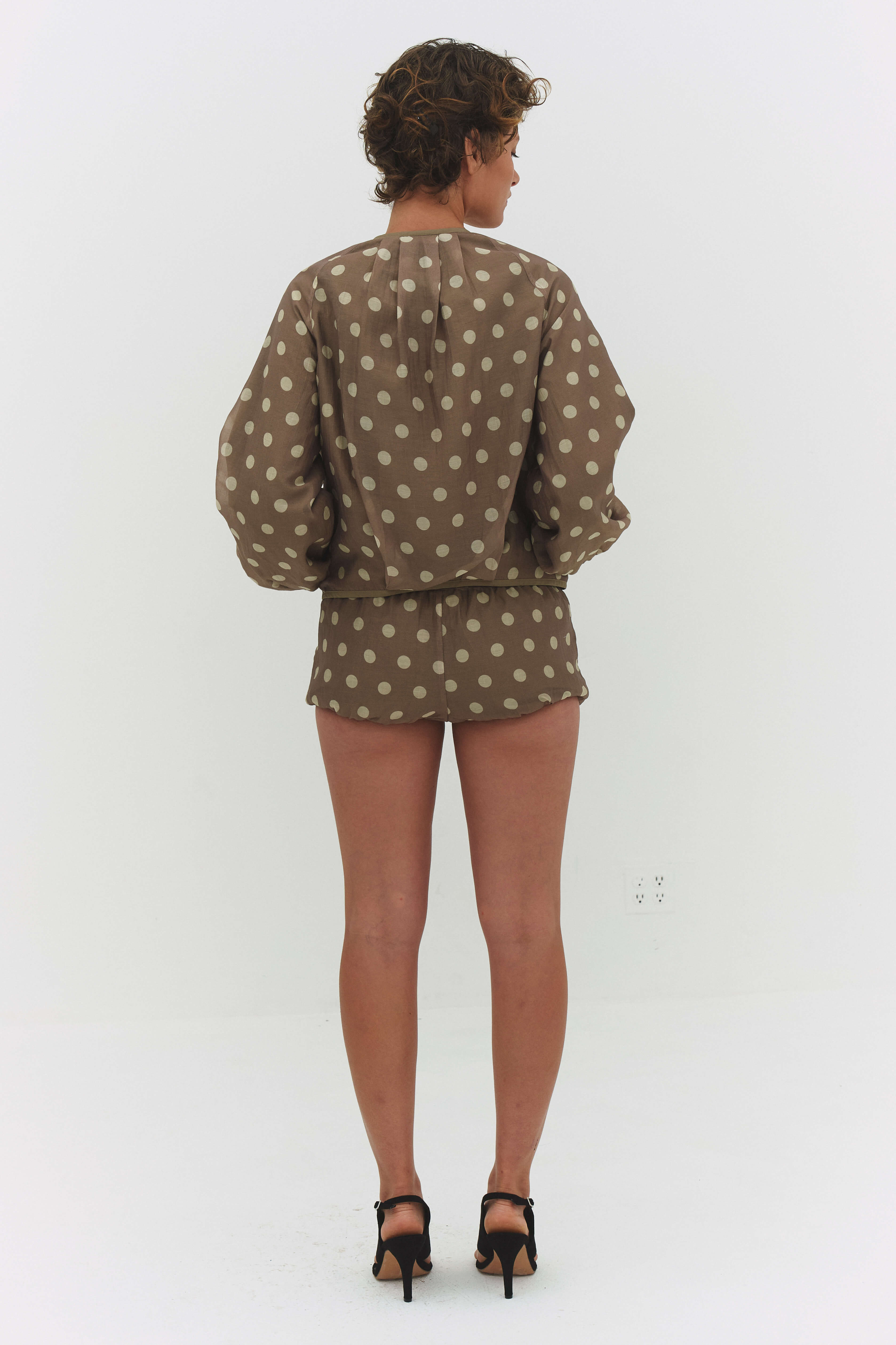 FABIO VOILE JACKET IN CREAM AND MOCHA