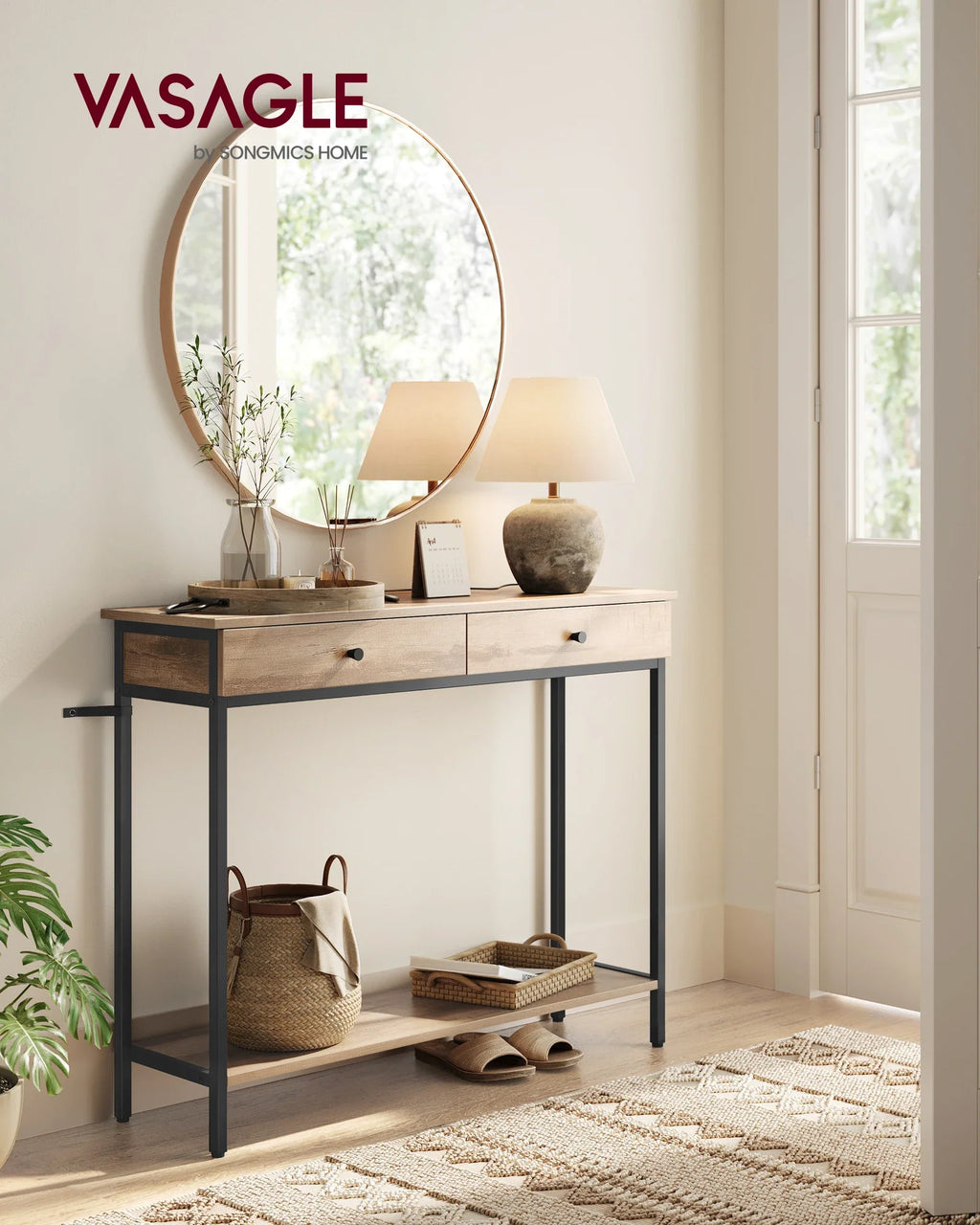 VASAGLE Console table, Hallway table, side table table, Sofa table with 2 drawers