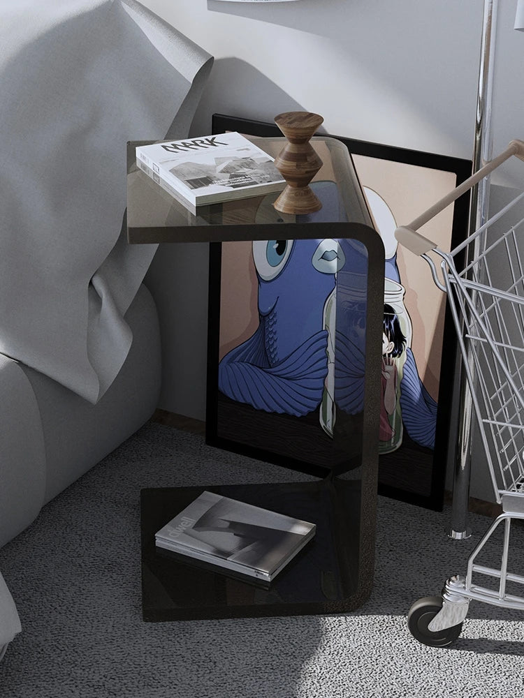 Mesa auxiliar de sofá de acrílico de lujo ligero de 55/60/65 cm, mesa de té de diseño para sala de estar de apartamento pequeño, mesa de noche para dormitorio doméstico