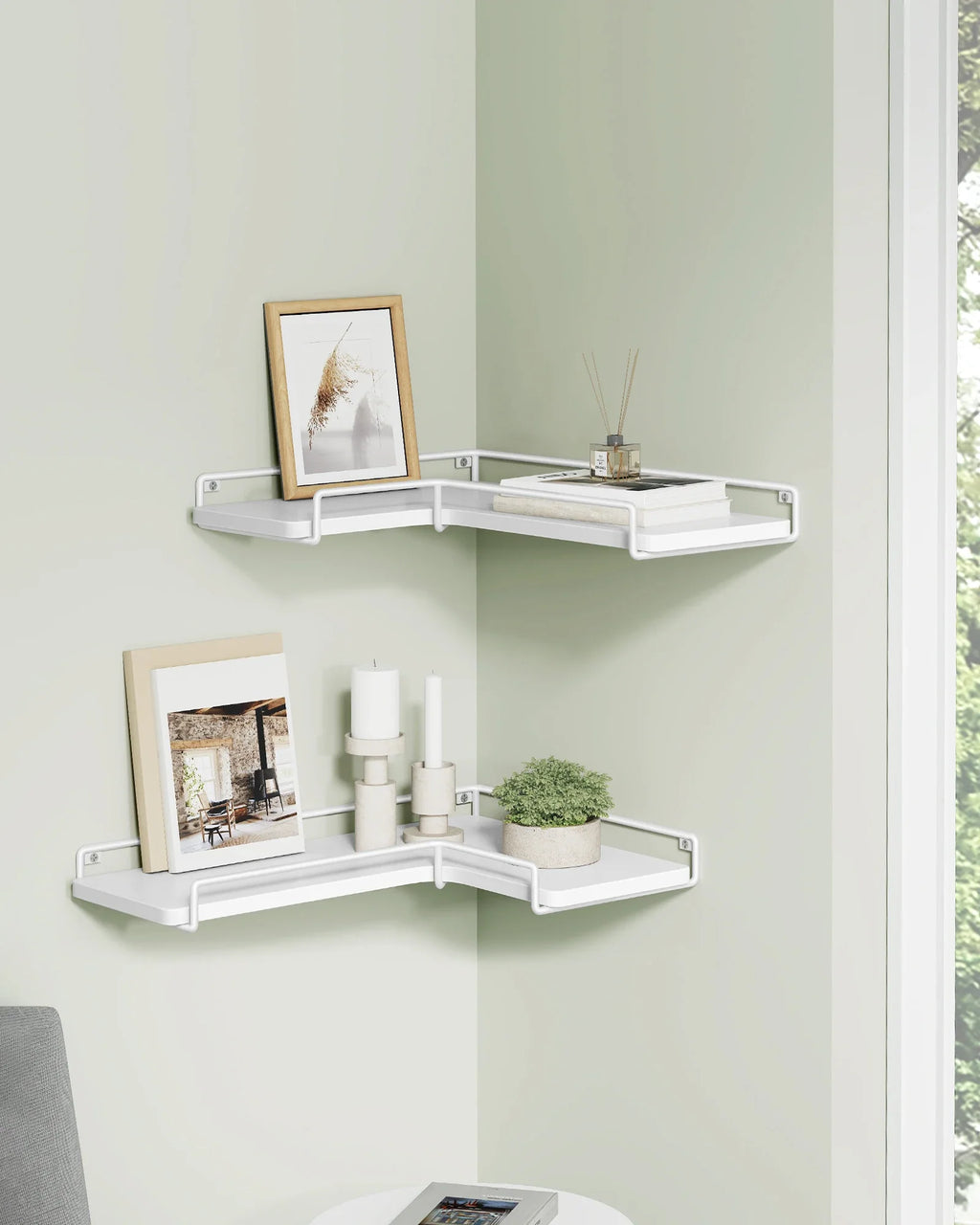VASAGLE L-shaped corner shelf set of 2 wall shelf industrial design wall shelves for living room bedroom kitchen