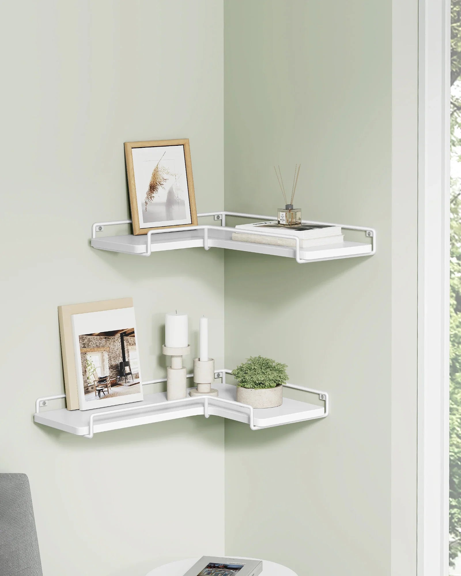 VASAGLE L-shaped corner shelf set of 2 wall shelf industrial design wall shelves for living room bedroom kitchen
