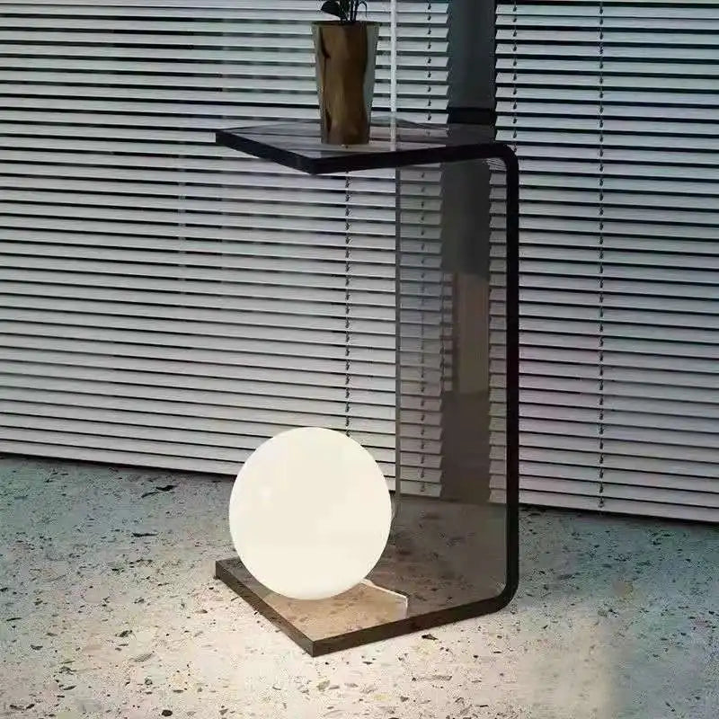 Mesa auxiliar de sofá de acrílico de lujo ligero de 55/60/65 cm, mesa de té de diseño para sala de estar de apartamento pequeño, mesa de noche para dormitorio doméstico