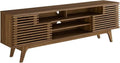 Mueble de TV/Consola multimedia de perfil bajo de estilo moderno de mediados de siglo de 71", 71 pulgadas, nogal