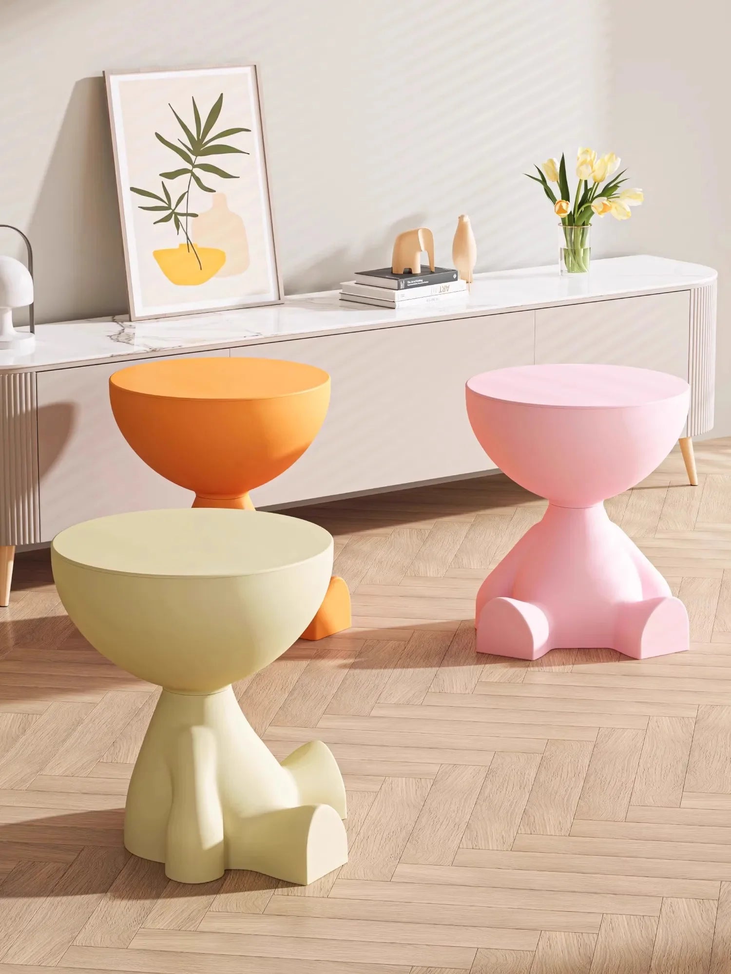 Mesa auxiliar de sofá de dibujos animados personalizada, mesa de centro creativa con cabeza plana, mesa de centro pequeña de plástico para el hogar, mesa auxiliar de muebles
