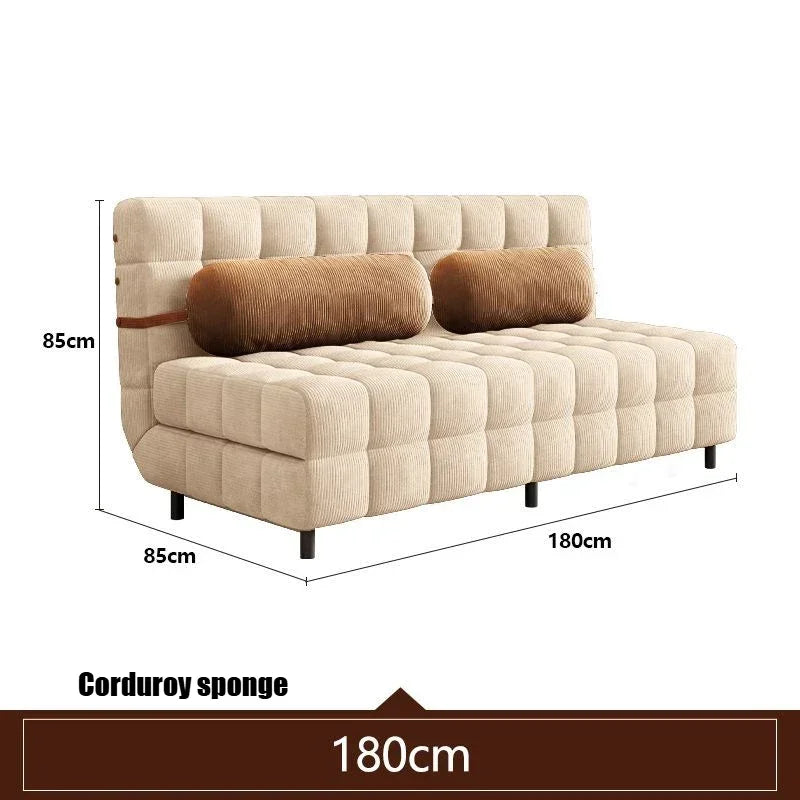 Folding Dual-purpose Small Apartment Living Room Retro Multi-functional Sofa Bed Single Sofas Furniture French Cream Sofa Bed