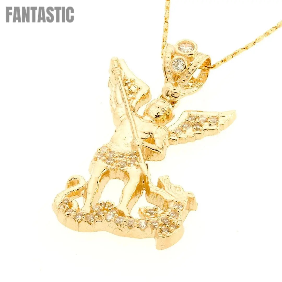 Colgante de San Miguel | Oro de 14K con circonita cúbica