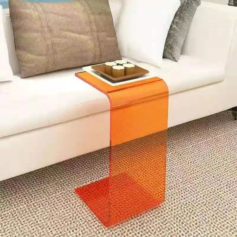Mesa auxiliar de sofá de acrílico de lujo ligero de 55/60/65 cm, mesa de té de diseño para sala de estar de apartamento pequeño, mesa de noche para dormitorio doméstico