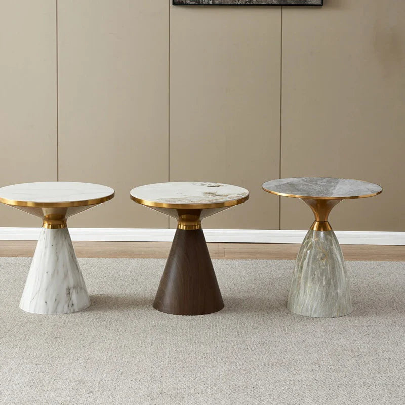 Modern Luxury Round Coffee Table Minimalist Side Table with Marble Top Multifunctional End Table for Sofa/Bedside/Living Room