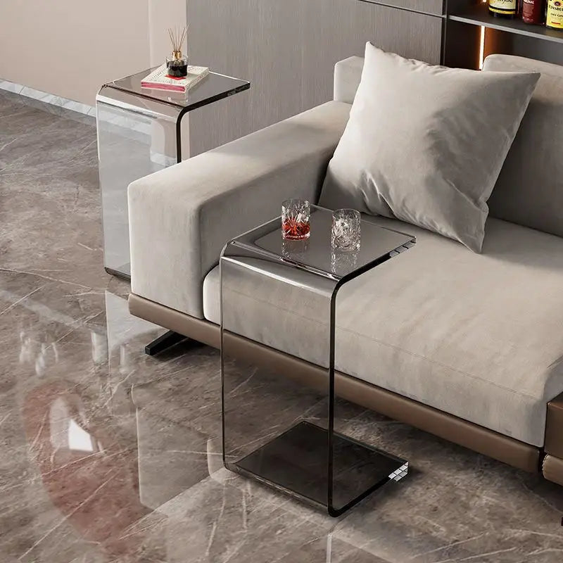 Mesa auxiliar de sofá de acrílico de lujo ligero de 55/60/65 cm, mesa de té de diseño para sala de estar de apartamento pequeño, mesa de noche para dormitorio doméstico